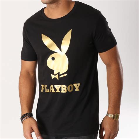 Playboy Tee Shirt Logo Noir Doré