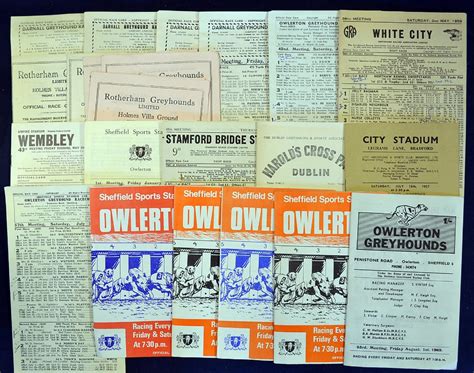 Mullock S Auctions Assorted Selection Of 1960s Greyhound Race Cards Featuring