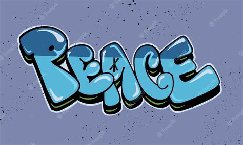 Premium Vector Peace Graffiti Bubble Style Hand Drawn Lettering