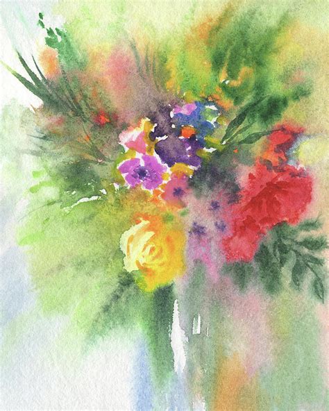 Abstract Colorful Flowers Bright Vivid Floral Splash Watercolor
