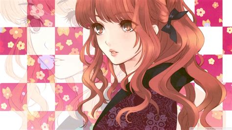 Beautiful Anime Girl Flower Long Hair Pattern Wallpaper