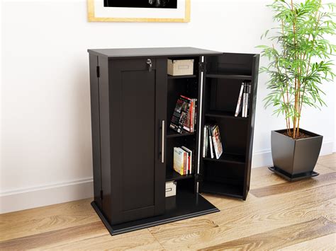 Prepac Locking Media Storage Cabinet With Shaker Doors Black