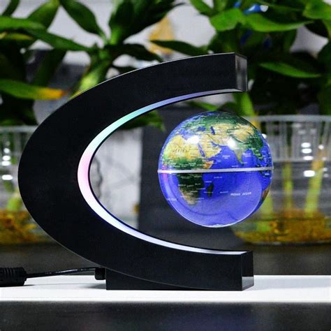 C Shaped Floating Globe Lamp For Table Decor Inspire Uplift