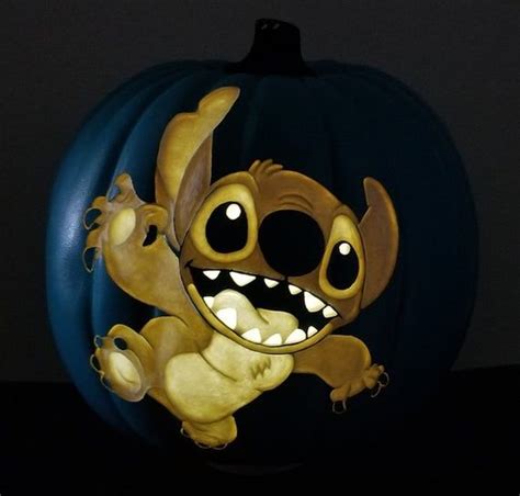 Stitch 9 Inch Custom Hand Carved Artificial Pumpkin Etsy Carving