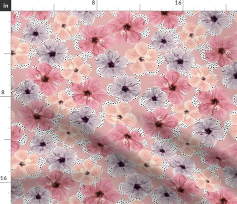 Hibiscus And Polka Dots Nude Fabric Spoonflower