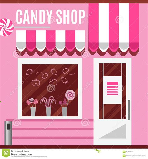 Candy Shop In A Pink Color Flat Vector Design Stock Vector