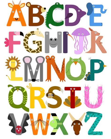 Animal Alphabet Alphabet Art Print Alphabet Art Letter A Crafts