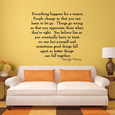 Vwaq Everything Happens For A Reason Marilyn Monroe Quotes Wall Decal