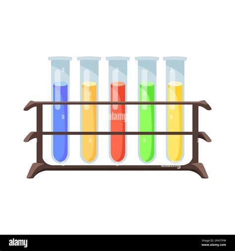 Cartoon Test Tubes In Rack With Colorful Liquid Stock Vector Image