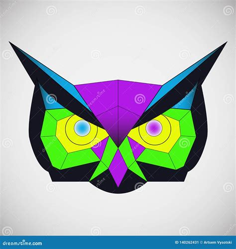 Colorful Geometric Polygon The Head Of A Owl Abstract Symbol Of A Bird