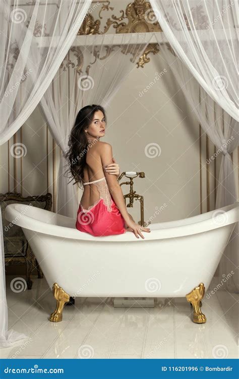 Slender Brunette Posing In Studio Stock Photo Image Of Luxury