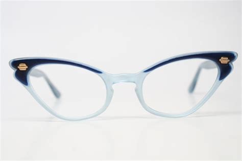 Two Tone Blue Cat Eye Glasses Vintage Cateye Eyeglasses