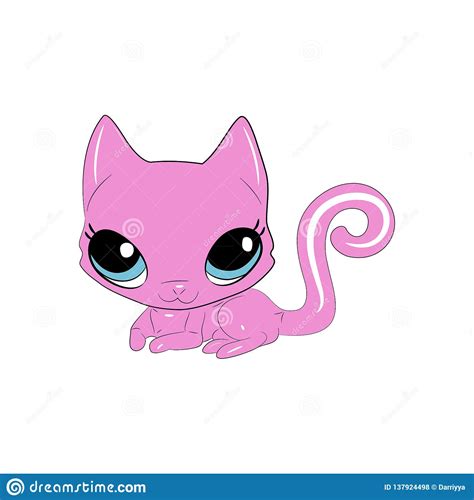 Cat Vector Illustration Cute Cartoon Animal With Big Eyes Stock Vector