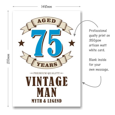 75th Birthday Card Vintage Age 75 Husband Brother Dad Men Etsy Uk