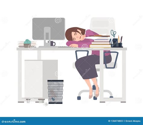 Exhausted Female Office Worker Manager Or Clerk Sitting At Desk Covered With Documents And