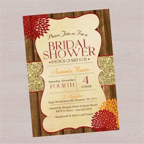 Fall Bridal Shower Invitation By Memorylanepaperie On Etsy
