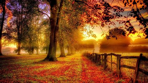 Autumn Splendor Mi Sunrise Beautiful Road Sky