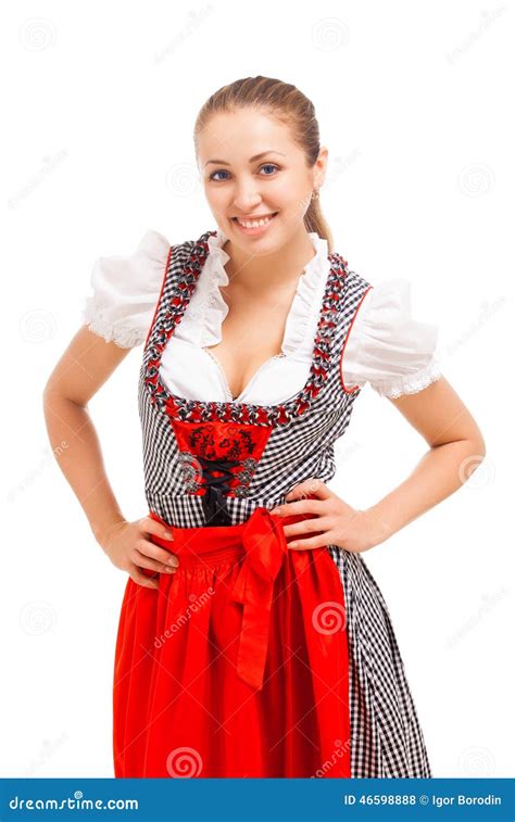 Bavarian Girl Wearing Oktoberfest Dirndl Cloth Stock Photography