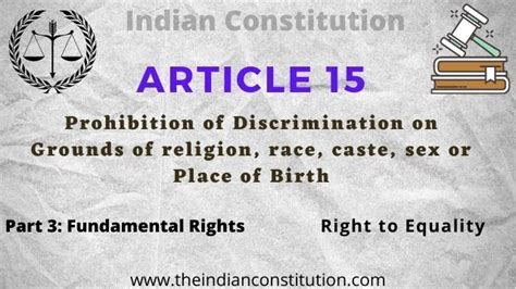 Article 15 Prohibition Of Discrimination In The Indian Constitution