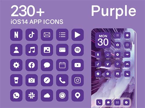 Ios Purple App Icons 230 Purple Minimal Ios 14 Modern Icon Etsy