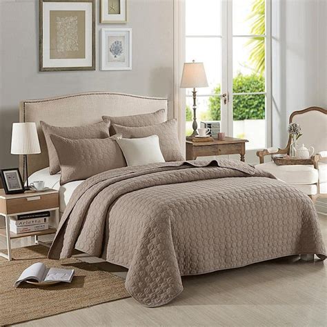 Luxury Quilted 100 Cotton Coverlet Bedspread Set Queen King Size