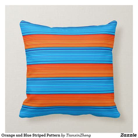 Orange And Blue Striped Pattern Throw Pillow Throw