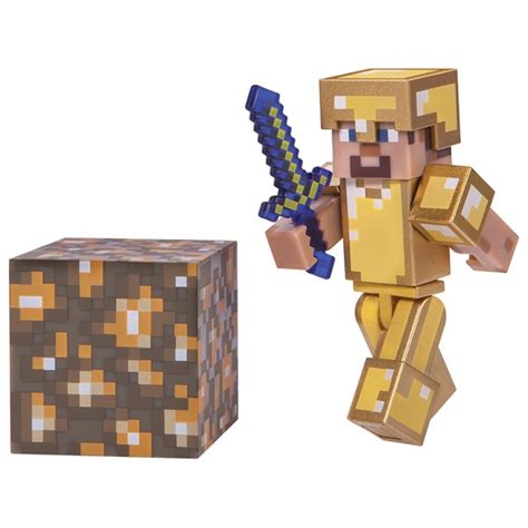 Minecraft Steve In Gold Armour Pack Smyths Toys