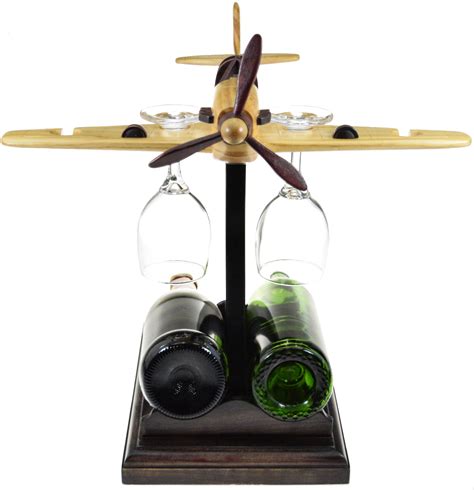 Airplane Wine Glass And Bottle Holder Premium Vino Hangar
