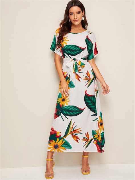 Floral Print Belted Maxi Dress Shein Dresses Maxi Dress Maxi Tee