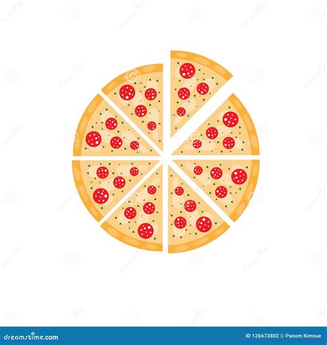 Slice Of Italian Margarita Pizza Fast Food Flat Style Vector