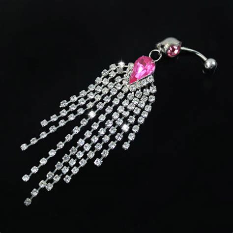 Top Quality Dangle Crystal Navel Belly Button Bar Barbell Rings Rhinestone Creative Body Jewelry
