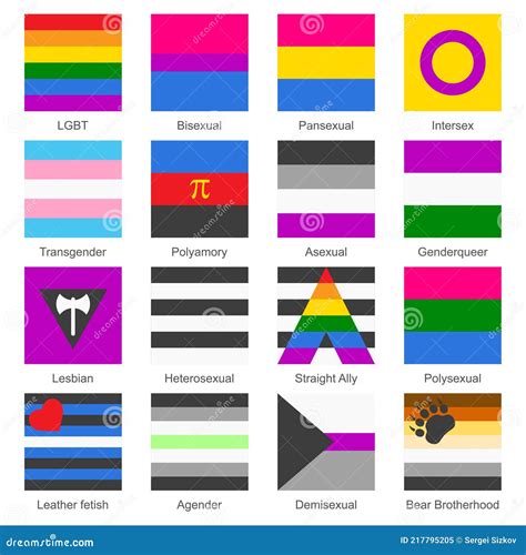 Sexual Identity Gender And LGBT Pride Flags Set Vector Stock Vector