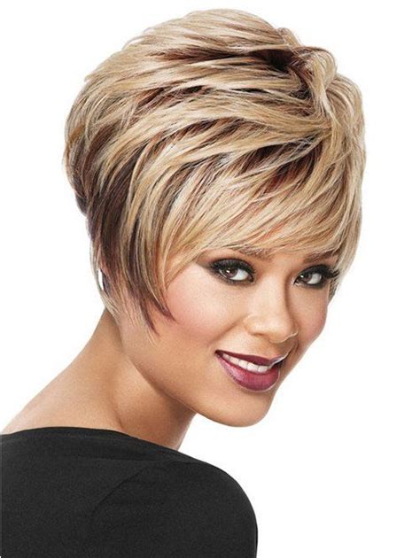 short side bang layered straight colormix synthetic wig [38 off] rosegal