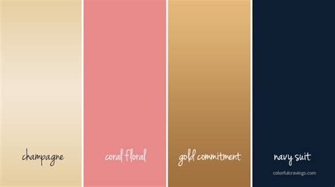 Color Palette Gold Navy Coral Champagne Wedding Colors Coral
