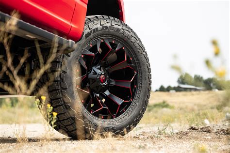 Fuel D787 Assault Wheels Matte Black With Red Milled Accents Rims