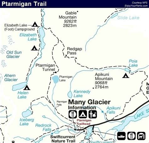 Ptarmigan Trail Map Glacier National Park Map Glacier National Park