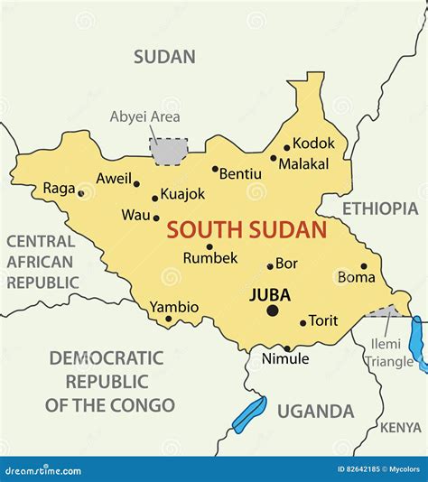 South Sudan Political Map Vector Illustration