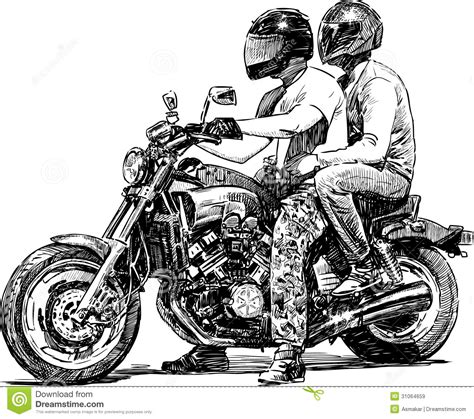 Couples Sur La Moto Illustration De Vecteur Illustration Du Action 31064659