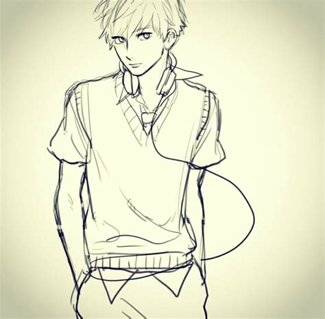 Human Standing Pose Anime Drawings Sketches Male Art Reference