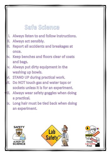 Science Lab Safety Rules Teaching Resources