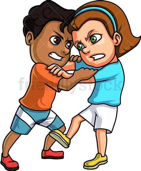 Boy And Girl Fight Cartoon Clipart Vector Friendlystock