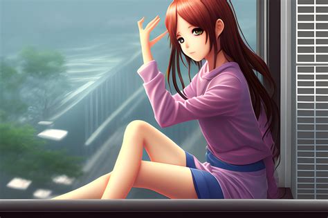 Anime Girl Sitting On The Balcony Wallpapersai