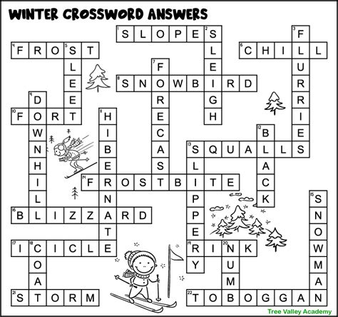 Printable Winter Crossword Puzzles For Kids Tree Valley Academy