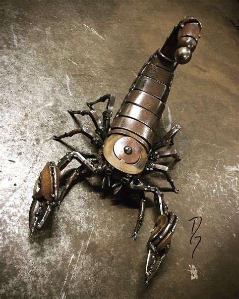 king sized emperor scorpion scrap metal sculpture by david groenjes bear sculptures metal