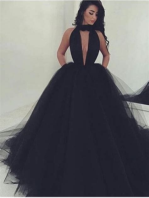 Custom Made Black Tulle Prom Gown Black Prom Dresses Black Formal Dr