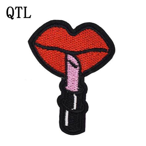 Diy Lipstick Iron On Transfer Applique Patches For Clothes Embroidery