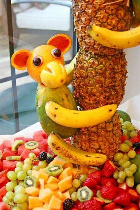 Animal Fruit Platter Pineapple Tree Centerpieces Food Kids Luau Parties