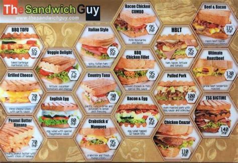 The Sandwich Guy Menu Menu For The Sandwich Guy Mall Of Asia Complex