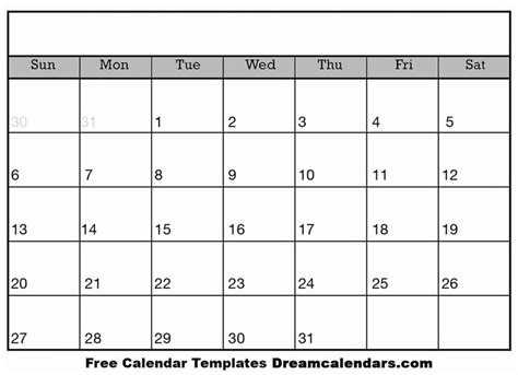 Printable Calendar Without Dates Free Calendar Template Monthly