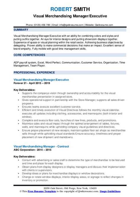 Visual merchandiser is a set of advanced tools that allows you to position products and apply conditions that determine which products appear in the category listing. Visual Merchandising Manager Resume Samples | QwikResume